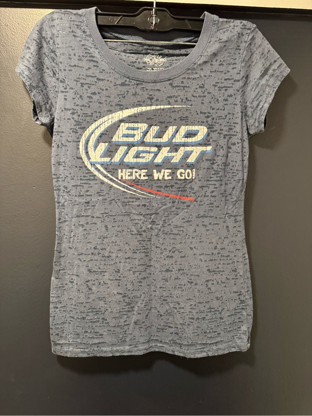 Bud Light “Here We Go!” Burnout Graphic Tee | Blue | Size S